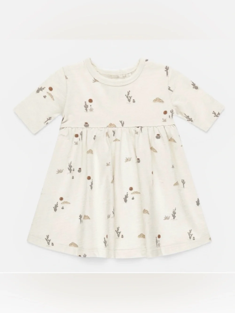 Rylee + Cru Girls' Finn Dress Cream Desert Cactus Print Cotton Size 10